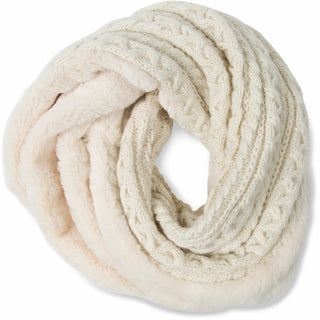 Soft    Cable Knit & Faux Fur Infinity Scarf