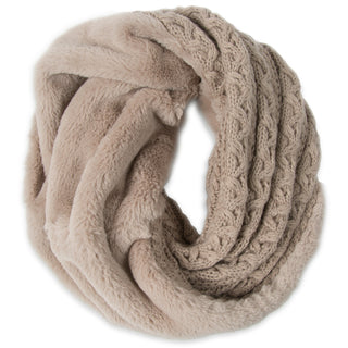 Soft    Cable Knit & Faux Fur Infinity Scarf