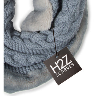Cadet Blue  Cable Knit & Faux Fur Infinity Scarf
