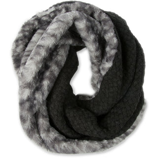 Warm  Weave Knit & Faux Fur Infinity Scarf