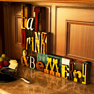 Eat, Drink & Be Merry 18" x 12" Wood Block Letters