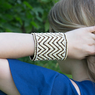 Earthtones 3.25" Beaded Cuff Bracelet