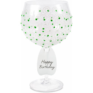 Green Swirls 24 oz Hand Decorated Glass
