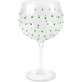Green Swirls 24 oz Hand Decorated Glass
