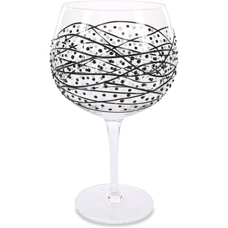 Black Tangle 24 oz Hand Decorated Glass