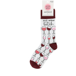 Red Wine Bitch Cotton Blend Socks with Silicone Bottle Stopper