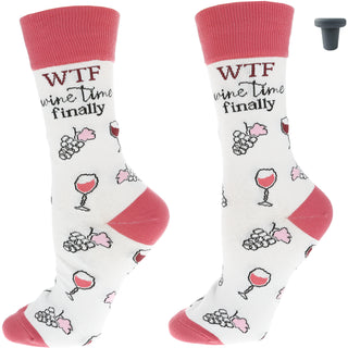 WTF Cotton Blend Socks with Silicone Bottle Stopper