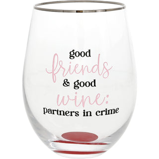 Partner In Crime Gift Boxed 18 oz Stemless Wine Glass