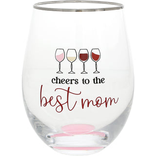 Best Mom Gift Boxed 18 oz Stemless Wine Glass