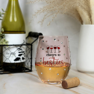 Besties Gift Boxed 18 oz Stemless Wine Glass