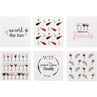 Wine Time 4" Ceramic Coasters (Set of 6)