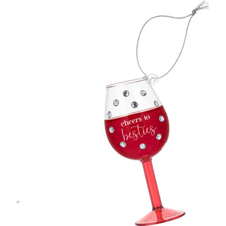 Besties 4" Mini Wine Glass Ornament