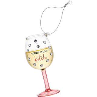White Wine Bitch 4" Mini Wine Glass Ornament