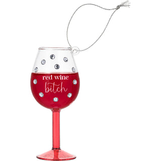 Red Wine Bitch 4" Mini Wine Glass Ornament