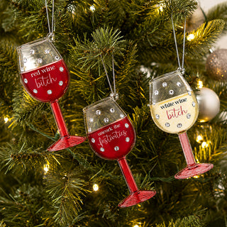 Red Wine Bitch 4" Mini Wine Glass Ornament