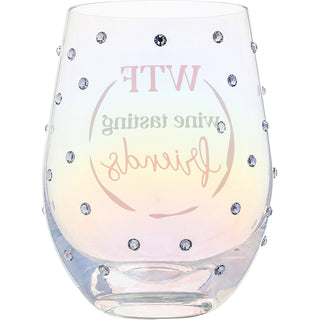 Wine Tasting Friends Gift Boxed 18 oz Stemless Wine Glass