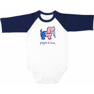 USA 6-12 Months 3/4 Length Navy Sleeve Onesie
