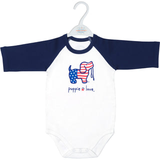 USA 6-12 Months 3/4 Length Navy Sleeve Onesie