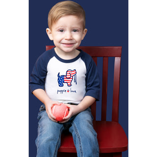 USA 6-12 Months 3/4 Length Navy Sleeve Onesie