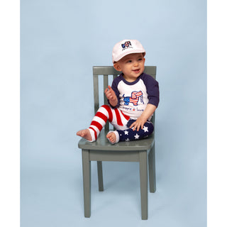 USA 6-12 Months 3/4 Length Navy Sleeve Onesie