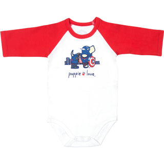 Super Hero 6-12 Months 3/4 Length Red Sleeve Onesie