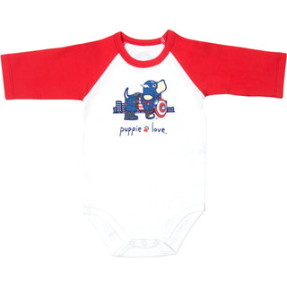 Super Hero 6-12 Months 3/4 Length Red Sleeve Onesie