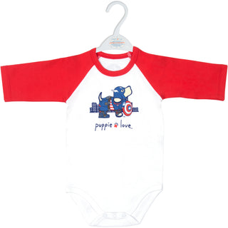 Super Hero 6-12 Months 3/4 Length Red Sleeve Onesie