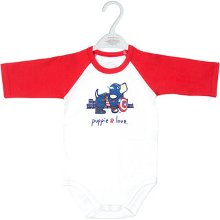 Super Hero 6-12 Months 3/4 Length Red Sleeve Onesie