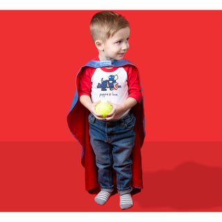 Super Hero 3/4 Length Red Sleeve Onesie