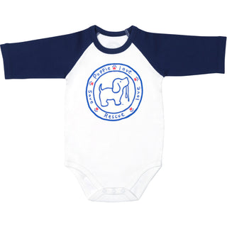 Puppie Love 6-12 Months 3/4 Length Navy Sleeve Onesie
