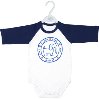 Puppie Love 6-12 Months 3/4 Length Navy Sleeve Onesie