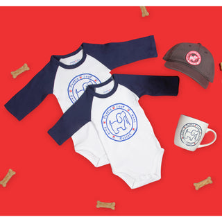 Puppie Love 6-12 Months 3/4 Length Navy Sleeve Onesie