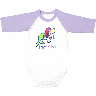 Mermaid 6-12 Months 3/4 Length Purple Sleeve Onesie
