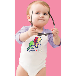 Mermaid 6-12 Months 3/4 Length Purple Sleeve Onesie