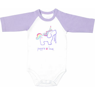Unicorn 6-12 Months 3/4 Length Purple Sleeve Onesie