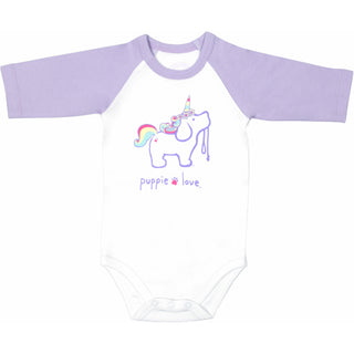 Unicorn 3/4 Length Purple Sleeve Onesie