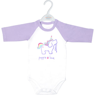 Unicorn 3/4 Length Purple Sleeve Onesie