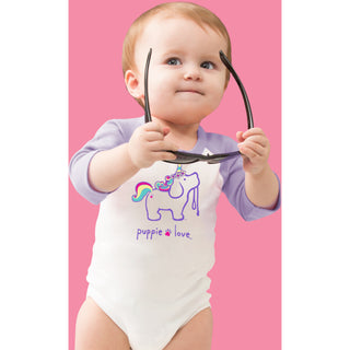 Unicorn 6-12 Months 3/4 Length Purple Sleeve Onesie