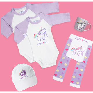 Unicorn 6-12 Months 3/4 Length Purple Sleeve Onesie