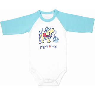 Lake 6-12 Months 3/4 Length Blue Sleeve Onesie