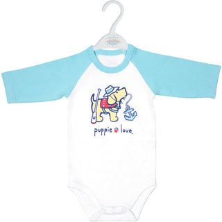 Lake 6-12 Months 3/4 Length Blue Sleeve Onesie