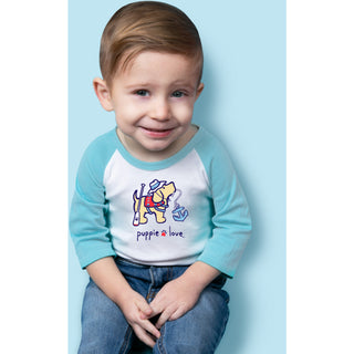 Lake 6-12 Months 3/4 Length Blue Sleeve Onesie