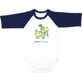 Pineapple  3/4 Length Navy Sleeve Onesie