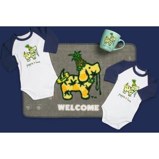 Pineapple  3/4 Length Navy Sleeve Onesie