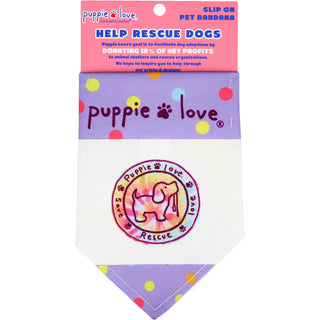 PinkTie Dye Filled Logo 7" x 5" Canvas Slip on Pet Bandana