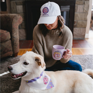 PinkTie Dye Filled Logo 7" x 5" Canvas Slip on Pet Bandana
