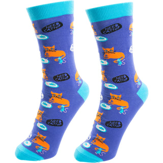 Not Meow-tivated S/M Unisex Cotton Blend Sock
