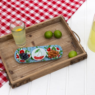 Cherries 11" Glass Serving Tray with 3 Bowls