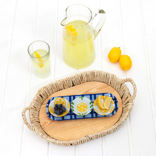 Lemons 11" Glass Serving Tray with 3 Bowls