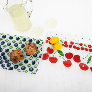 Blueberries 16.75" x 11" Glass Serving Tray